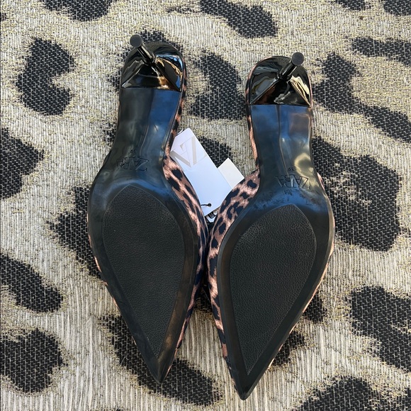 Zara Bow Leopard Animal Print Kitten Heel Mules - Picture 8 of 13